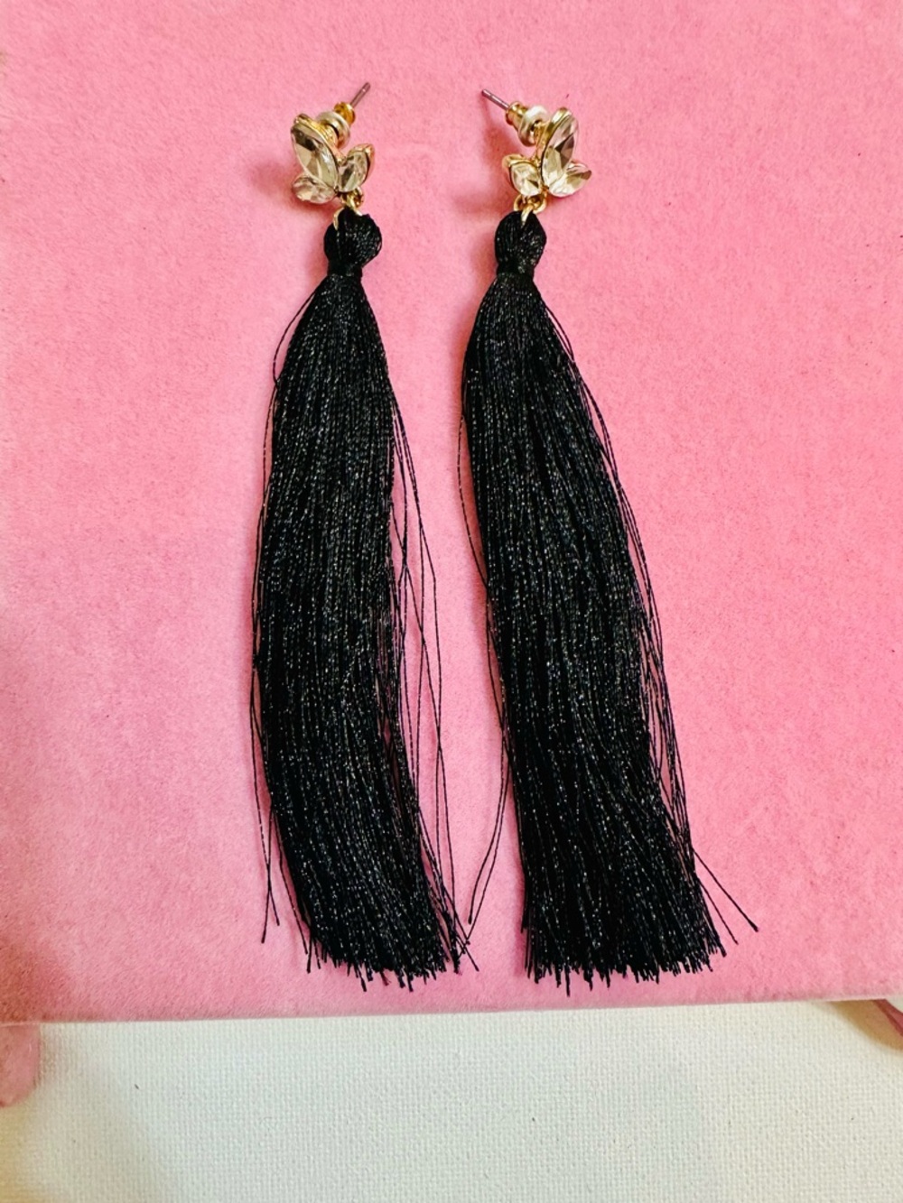 Black Tassel Statement Earrings